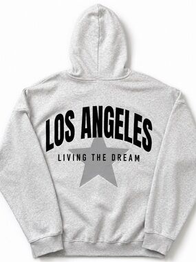 No Boundaries Essential Fleece Hoodie Womens XL Gray Los Angeles Star Graphic